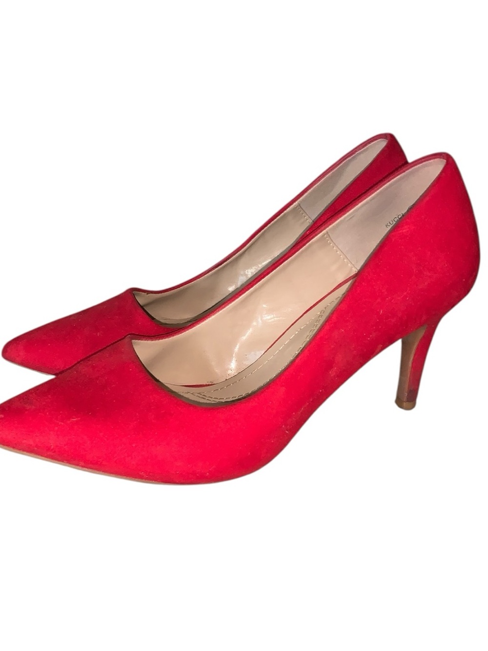 Dream Pairs Kucci Classic Red Suede Pointed-Toe Pumps Women's Heels